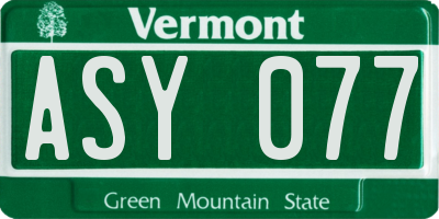 VT license plate ASY077