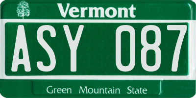VT license plate ASY087