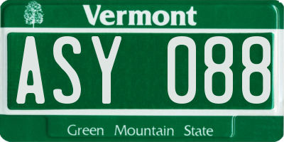 VT license plate ASY088
