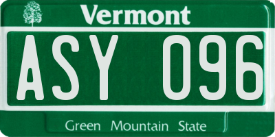 VT license plate ASY096