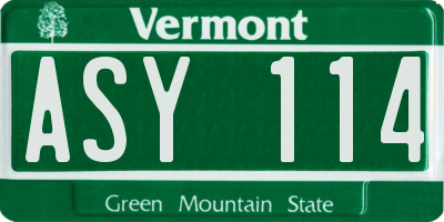 VT license plate ASY114