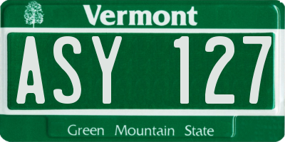 VT license plate ASY127