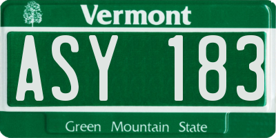 VT license plate ASY183