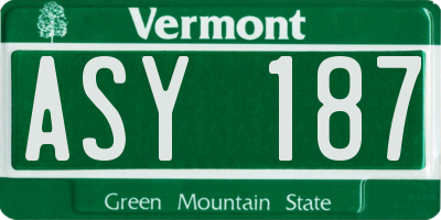 VT license plate ASY187