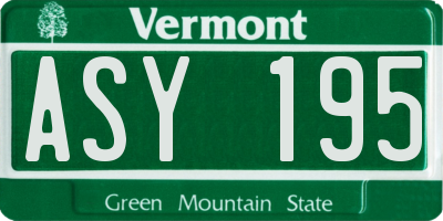 VT license plate ASY195