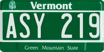 VT license plate ASY219
