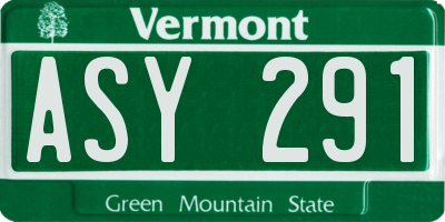 VT license plate ASY291