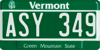 VT license plate ASY349