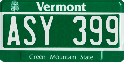VT license plate ASY399