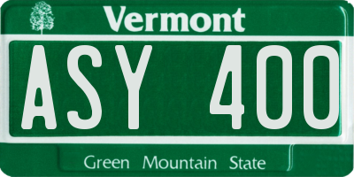 VT license plate ASY400