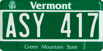 VT license plate ASY417