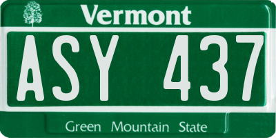 VT license plate ASY437