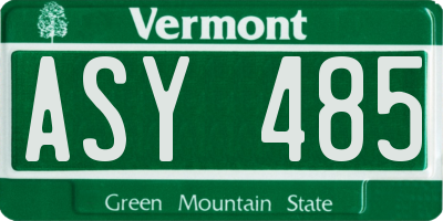VT license plate ASY485