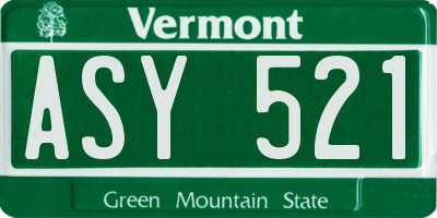 VT license plate ASY521