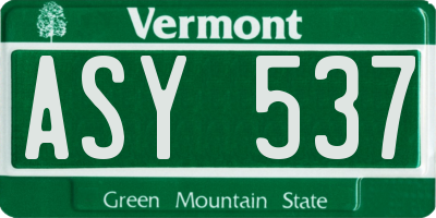 VT license plate ASY537