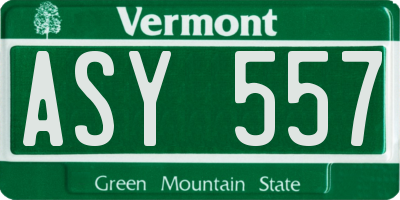 VT license plate ASY557