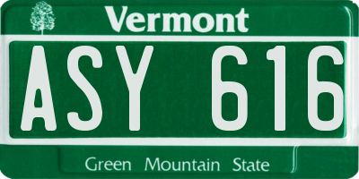 VT license plate ASY616