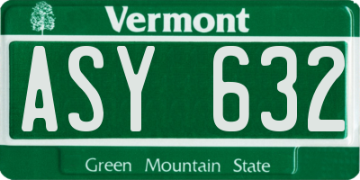 VT license plate ASY632