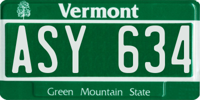 VT license plate ASY634