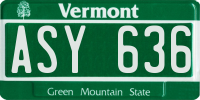 VT license plate ASY636