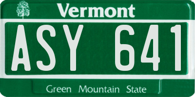 VT license plate ASY641