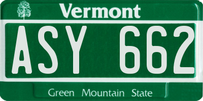 VT license plate ASY662