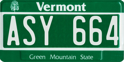 VT license plate ASY664