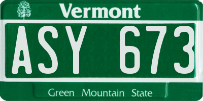 VT license plate ASY673