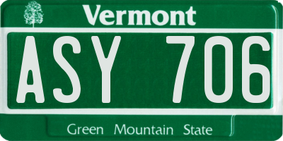 VT license plate ASY706