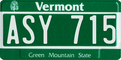 VT license plate ASY715