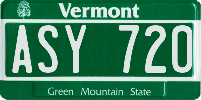 VT license plate ASY720