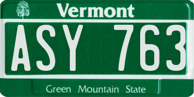 VT license plate ASY763