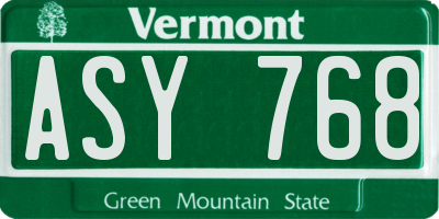 VT license plate ASY768