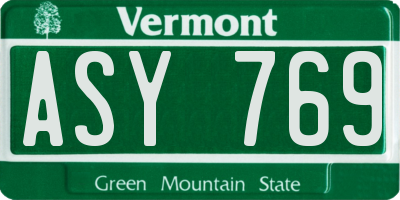 VT license plate ASY769