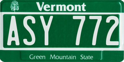 VT license plate ASY772