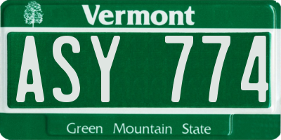 VT license plate ASY774