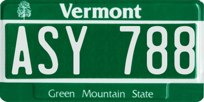 VT license plate ASY788