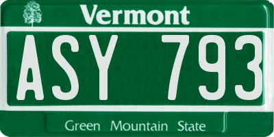 VT license plate ASY793