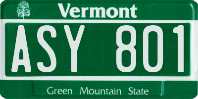 VT license plate ASY801