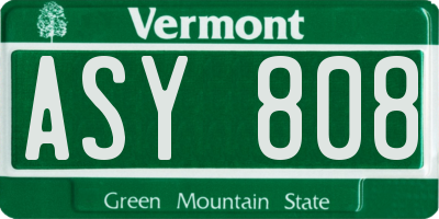 VT license plate ASY808