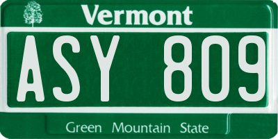 VT license plate ASY809