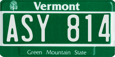 VT license plate ASY814