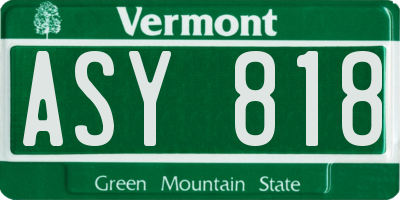 VT license plate ASY818