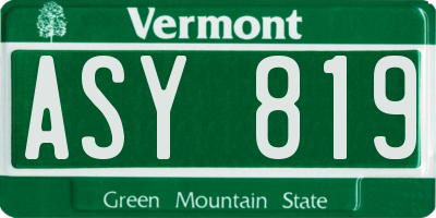 VT license plate ASY819
