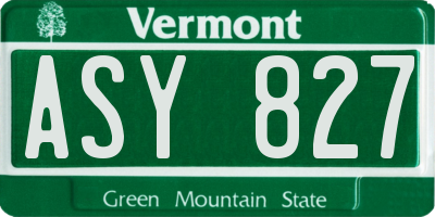 VT license plate ASY827