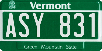 VT license plate ASY831
