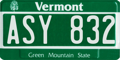 VT license plate ASY832