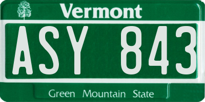 VT license plate ASY843