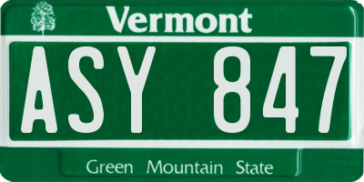 VT license plate ASY847