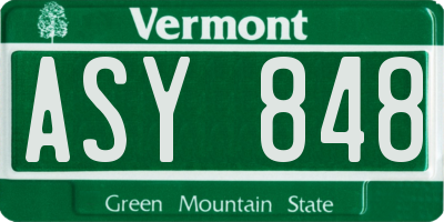 VT license plate ASY848